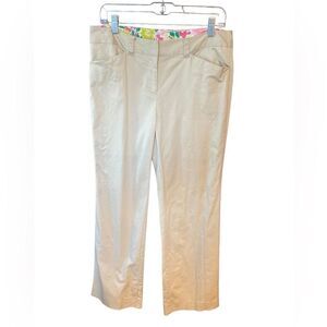 Lilly Pulitzer Sz 8 Khaki Pocket Preppy Workwear Cotton Business Casual Pants
